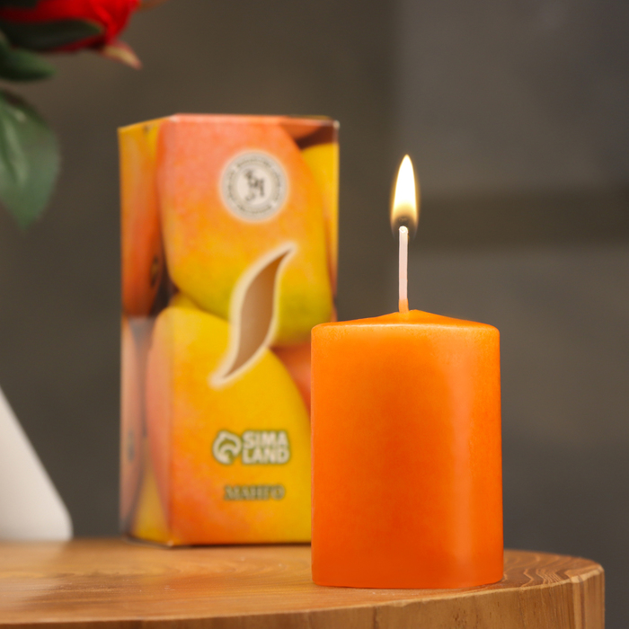 Свеча ароматическая "Манго", 4×6 см, в коробке - Фото 1