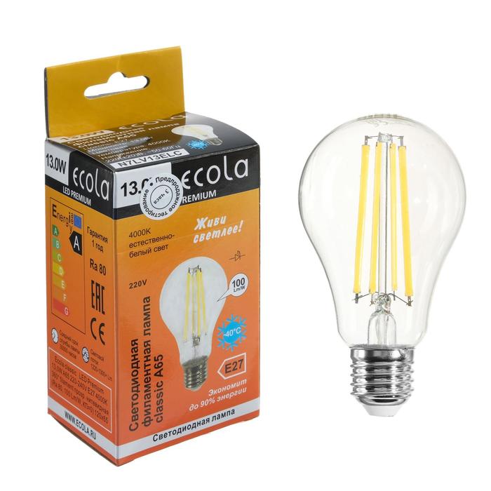 Лампа светодиодная Ecola classic Premium, Е27, А65, 13 Вт, 4000 К, 360°, 220 В, филаментная - фото 1907146645