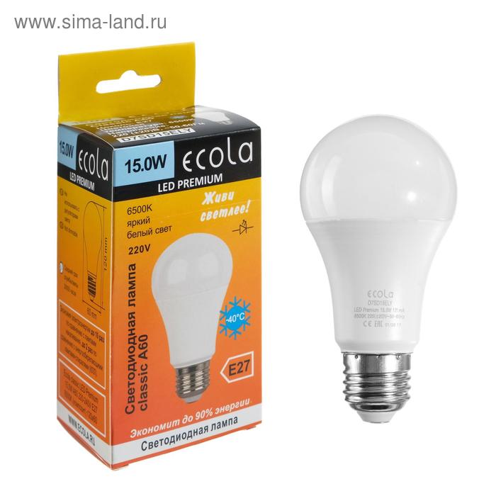 Лампа светодиодная Ecola classic Premium, Е27, А60, 15 Вт, 6500 К, 120х60 мм - Фото 1