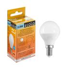 Лампа светодиодная Ecola globe "шар", G45, 8 Вт, Е14, 6000 К, 220 В, 78х45 мм - Фото 1