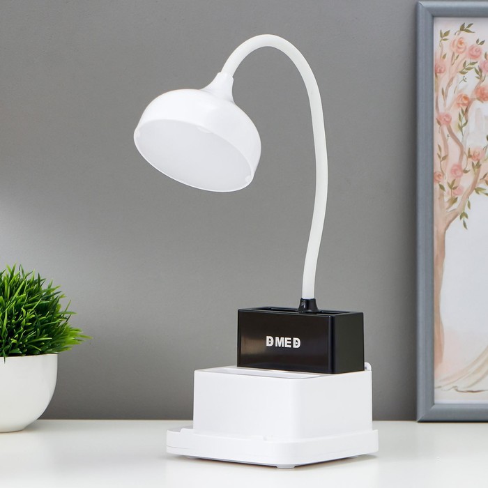 Лампа настольная RISALUX 16047/1, 20хLED, 5 Вт, 4 режима, АКБ, USB, 11×12×43 см, белая - Фото 1