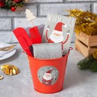 Набор новогодний подарочный кухонный «Ho-Ho-Ho» : полотенце 30×60, лопатка, кисть, губка - Фото 1