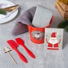 Набор новогодний подарочный кухонный «Ho-Ho-Ho» : полотенце 30×60, лопатка, кисть, губка - Фото 2