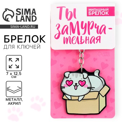 Брелок для ключей акриловый «Котик», 7×12.5 см