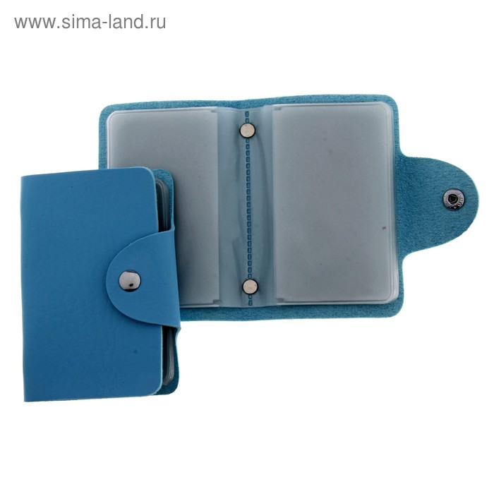 Визитница матовая, 12 холдеров, голубая - Фото 1