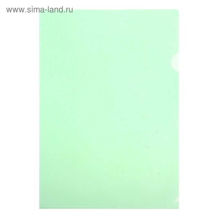 Папка-уголок A4, 100мкм прозрачная, тиснение, зеленая - Фото 1