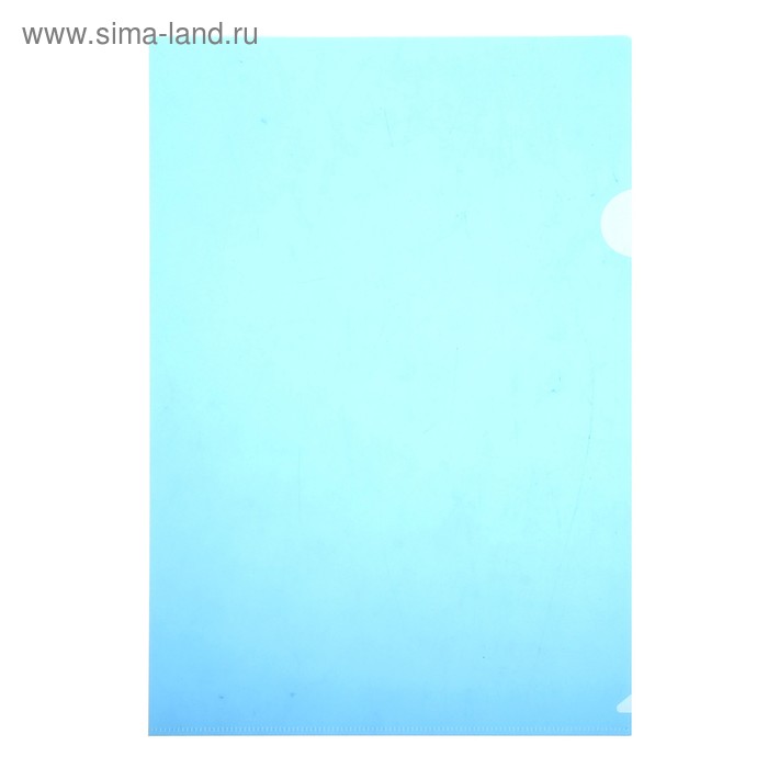 Папка-уголок A4, 180 мкм прозрачная, глянцевая, плотная, синяя - Фото 1