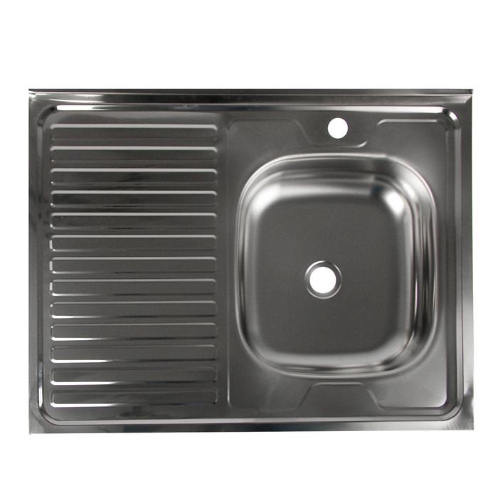 УЦЕНКА Мойка кухонная «Владикс», накладная, без сифона, 80×60 см, правая, нерж. сталь 0.4 мм - Фото 1