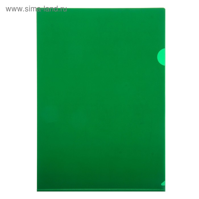 Папка-уголок A4, 180мкм непрозрачная, глянцевая, плотная, зеленая - Фото 1