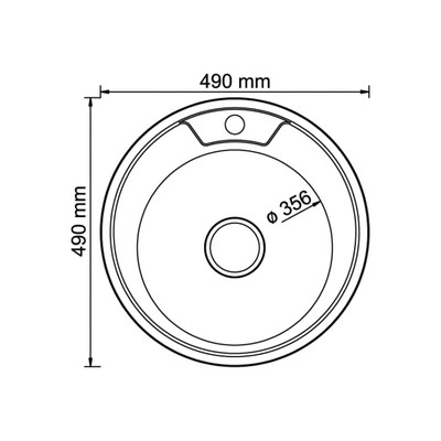 Мойка кухонная MIXLINE 528182, врезная, толщина 0.6 мм, 49×49×17 см, вып. 3 1/2", с сифоном