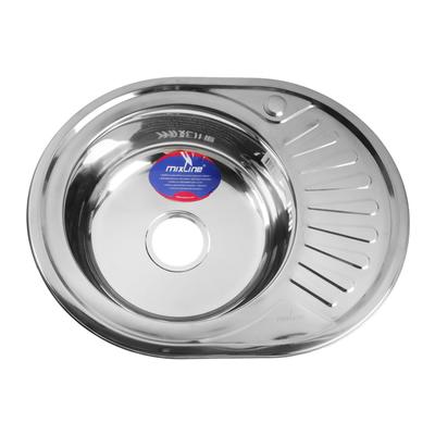 Мойка кухонная MIXLINE 528190, врезная, 0.6 мм, 57×45×16 см, левая, вып. 3 1/2", с сифоном