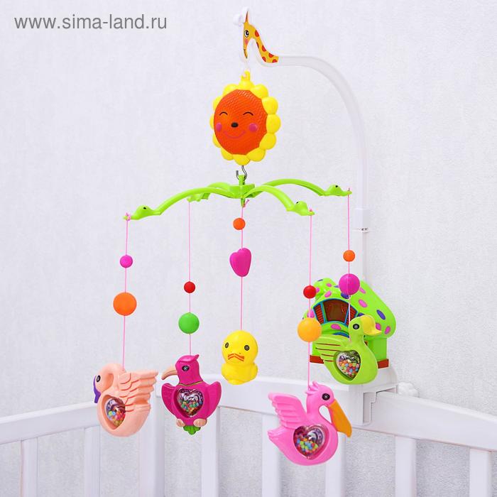 УЦЕНКА Мобиль музыкальный на кроватку «Пряничный Домик. Птички погремушки», заводной