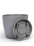 Горшок для цветов с поддоном «Дюна», 5.5 л, пластиковый, серый - Фото 3