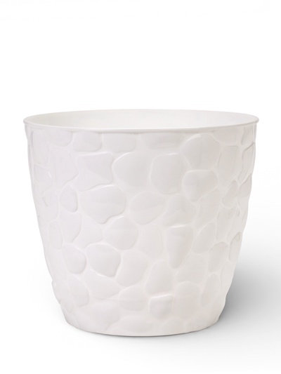 Горшок для цветов с поддоном «Камни», 8 л, пластиковый, белый