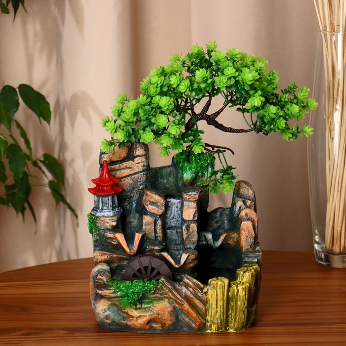 Фонтан настольный «Фонарик у пруда», 16×17×27 см, с подсветкой, без шарика