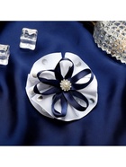 Бант для волос на резинке «Школьница», горошек и ленточка, d=7 см, сине-белый (комплект 6 шт) - фото 52245412