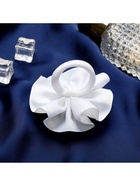 Бант для волос на резинке «Школьница», горошек и ленточка, d=7 см, сине-белый (комплект 6 шт) - фото 52245413