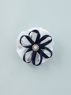 Бант для волос на резинке «Школьница», горошек и ленточка, d=7 см, сине-белый (комплект 6 шт) - фото 52245414