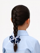 Бант для волос на резинке «Школьница», горошек и прозрачная лента, d=7 см, бело-синий - Фото 2