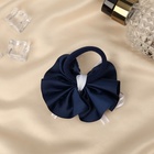 Бант для волос на резинке «Школьница», горошек и прозрачная лента, d=7 см, бело-синий - Фото 4