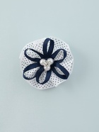 Бант для волос на резинке «Школьница», мелкий горошек и бусинки, d=7.5 см, бело-синий (комплект 6 шт) - фото 52245420