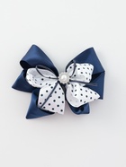 Бант для волос на резинке «Школьница», цветок и горошек, 13 см, сине-белый (комплект 6 шт) - фото 52245422