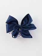 Бант для волос на резинке «Школьница», цветок и горошек, 13 см, сине-белый (комплект 6 шт) - фото 52245423