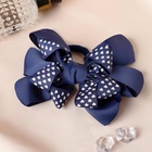 Бант для волос на резинке «Школьница», сердечки, 12 см, синий (комплект 6 шт) - фото 51055628