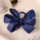 Бант для волос на резинке «Школьница», сердечки, 12 см, синий (комплект 6 шт) - фото 51169857