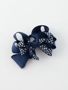 Бант для волос на резинке «Школьница», сердечки, 12 см, синий (комплект 6 шт) - фото 52245426