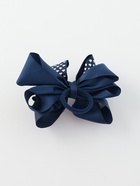 Бант для волос на резинке «Школьница», сердечки, 12 см, синий (комплект 6 шт) - фото 52245427