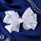 Бант для волос на резинке «Школьница», маленькие бусинки и блёстки, 12 см, белый (комплект 6 шт) - фото 51055629