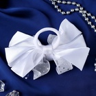 Бант для волос на резинке «Школьница», маленькие бусинки и блёстки, 12 см, белый (комплект 6 шт) - фото 51169858