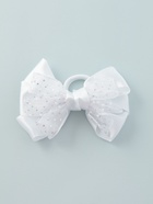 Бант для волос на резинке «Школьница», маленькие бусинки и блёстки, 12 см, белый (комплект 6 шт) - фото 52245429