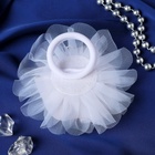 Бант для волос на резинке «Школьница», пышная розочка с бусинками, d=10 см, белый - Фото 3