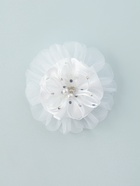 Бант для волос на резинке «Школьница», пышная розочка с бусинками, d=10 см, белый - Фото 4