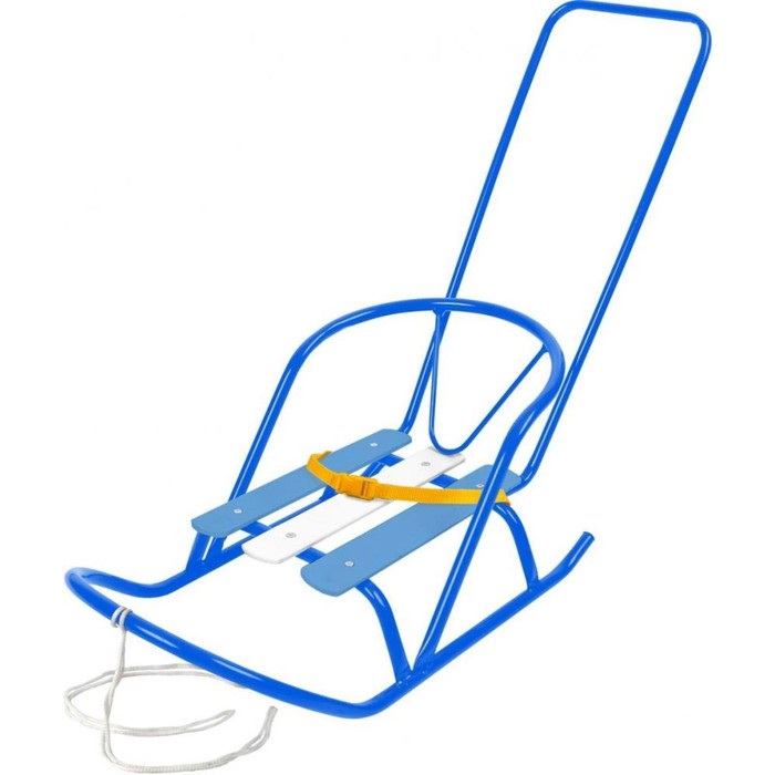 Кукольные санки с толкателем, цвет голубой - Фото 1