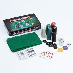 Покер, набор для игры (карты 2 колоды, фишки 300 шт.), с номиналом, 60 х 90 см Ош