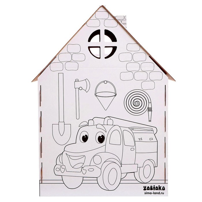 Дом-раскраска из картона «Пожарная станция» - фото 1907147371