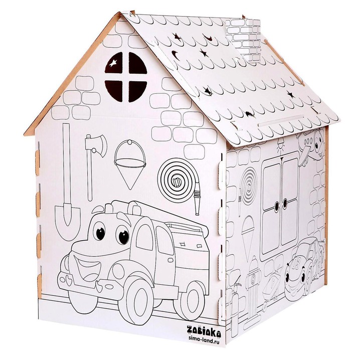 Дом-раскраска из картона «Пожарная станция» - фото 1886533520