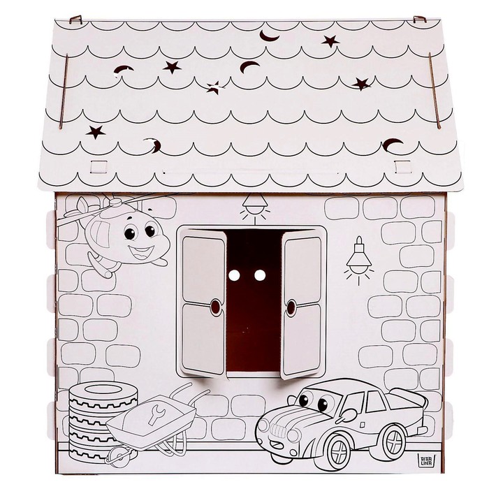 Дом-раскраска из картона «Пожарная станция» - фото 1886533521