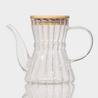 Чайник стеклянный заварочный с бамбуковой крышкой «Эко. Восток», 600 мл, 18×11,5×14 см, без сита - Фото 1