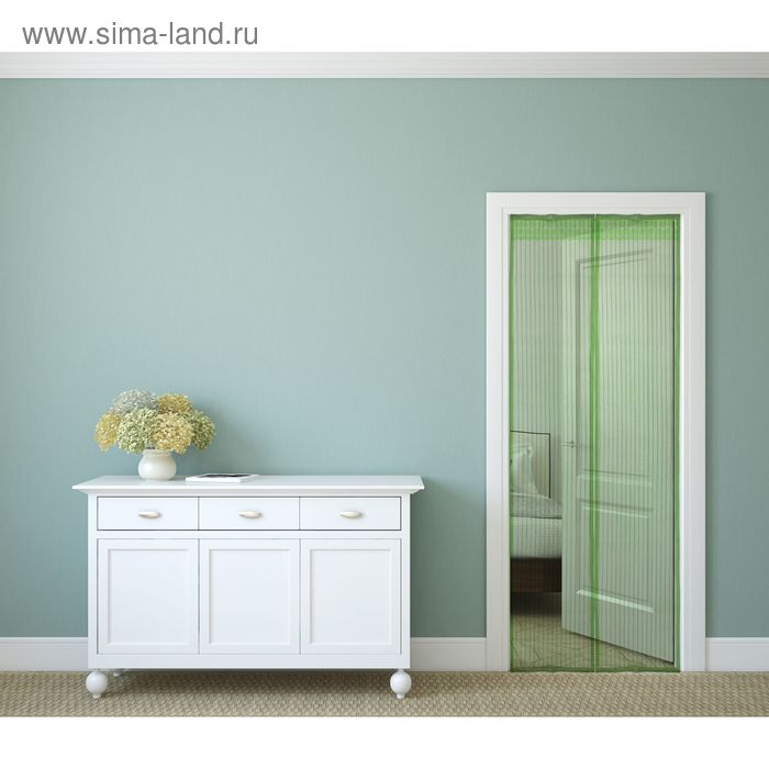 Сетка антимоскитная на магнитной ленте 80x210 см, цвет зелёный - Фото 1