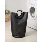 Корзина для белья Доляна «Модерн», с ручками, 30×58 см, чёрная - Фото 2