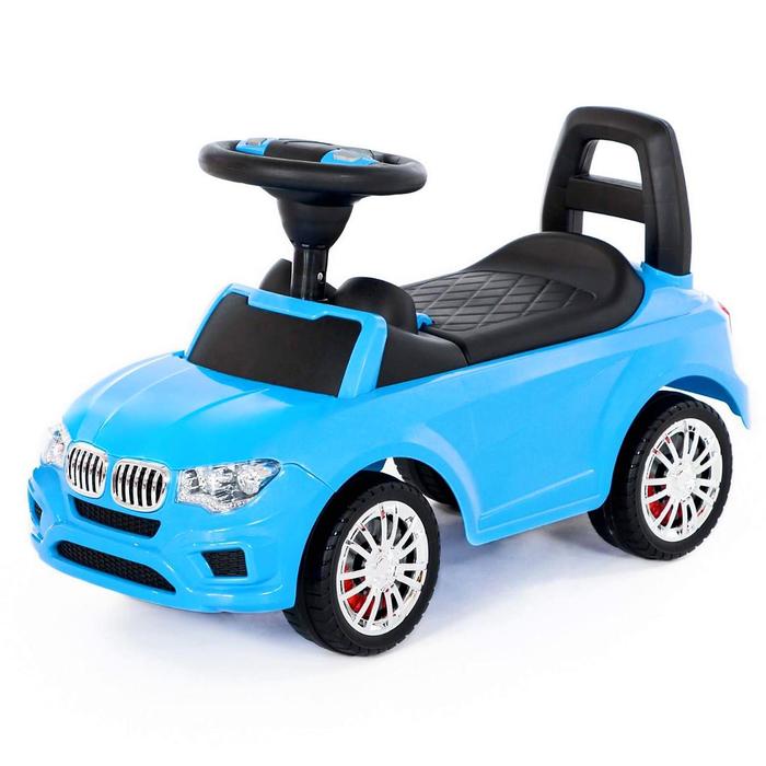 Каталка-автомобиль SuperCar №5 со звуковым сигналом, цвет голубой