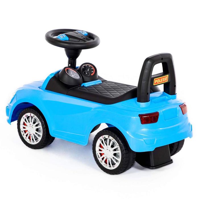 Каталка-автомобиль SuperCar №5 со звуковым сигналом, цвет голубой - фото 1898350990