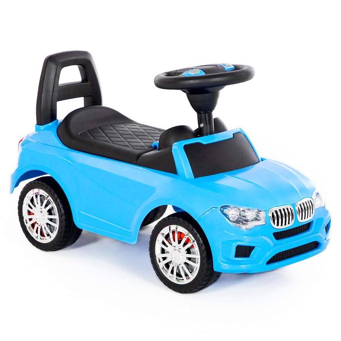 Каталка-автомобиль SuperCar №5 со звуковым сигналом, цвет голубой - фото 1898350993