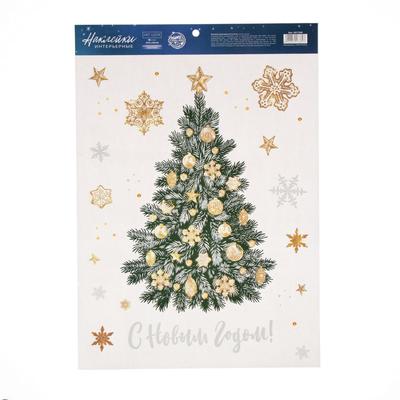 Наклейка виниловая «Снежная елочка», с пластизолью и блестками, 29,7 х 42 см