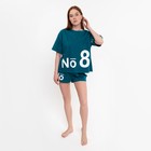 Комплект женский (футболка,шорты), цвет малахит, размер 44 - Фото 8