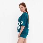 Комплект женский (футболка,шорты), цвет малахит, размер 48 - Фото 5